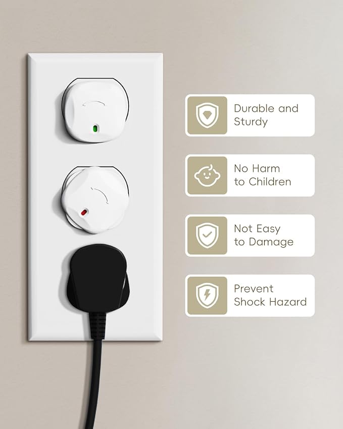 BBsecure Outlet Covers Baby Proofing - 40 Pack Plug Covers Baby Proofing with Unique Rotating Design, Plug Covers to Prevent Electrical Shock, for US 3-Prong, Home, Office, School, White