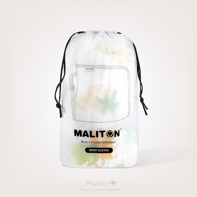 Maliton Muslin Baby Burp Cloths 20" x 10" - Large, 6-Layer, Ultra Absorbent 100% Cotton for Baby Drool & Messes, Soft, Pack of 6, Safe & Gentle Baby Rags for Boys & Girls - Floral