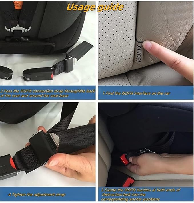 Strap Pads Compatible with 1 Pcs Universal ISOFIX Kids Seat Car Fixing Straps Covers with Latch Interface Accessory Cover Set (Red)