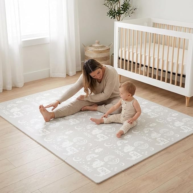 Premium Soft Foam Play Mat for Baby, 5.6 x 4 ft, Easy to Clean - The Perfect Modern Foam Playmat Fits Nicely with Your Kids Playroom Or Home Decor 0.5" Thickness (RainBoho)