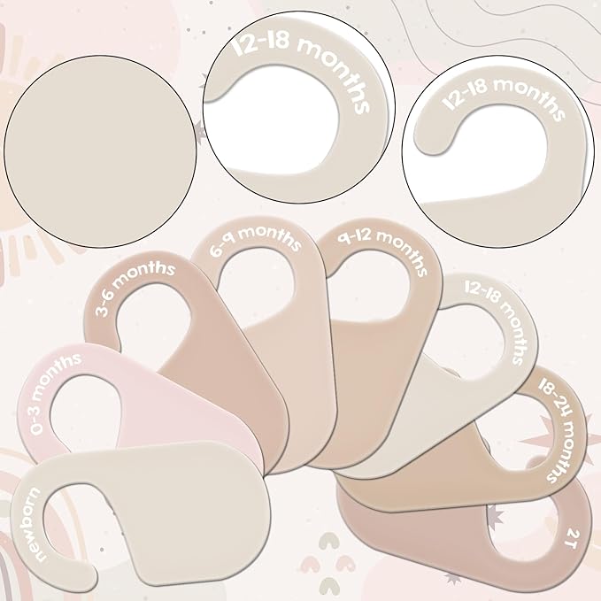 JarThenaAMCS Acrylic Baby Closet Size Dividers Neutral Solid Hanging Clothes Dividers Baby Closet Organizers Thicken Baby Wardrobe Organizers for Home Nursery, 6.7 x 3.7 Inch, 8Pcs