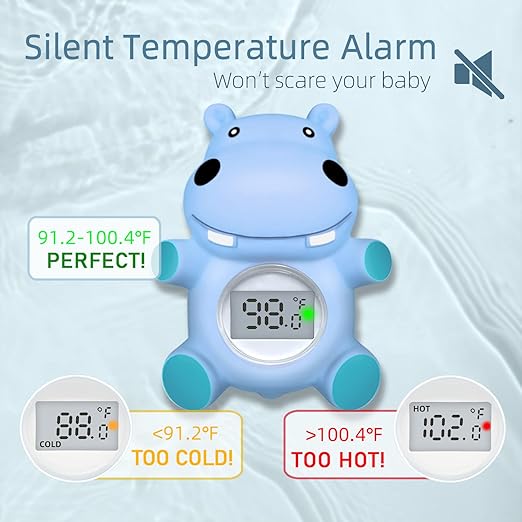 Baby Bath Tub Thermometer for Newborn - Bathtub Water Temperature Thermometer for Toddler, Safety Floating Bathing Tub Toy Newborn Bath Essentials, Gift for Mom Kid Girls Boys (Hippo)
