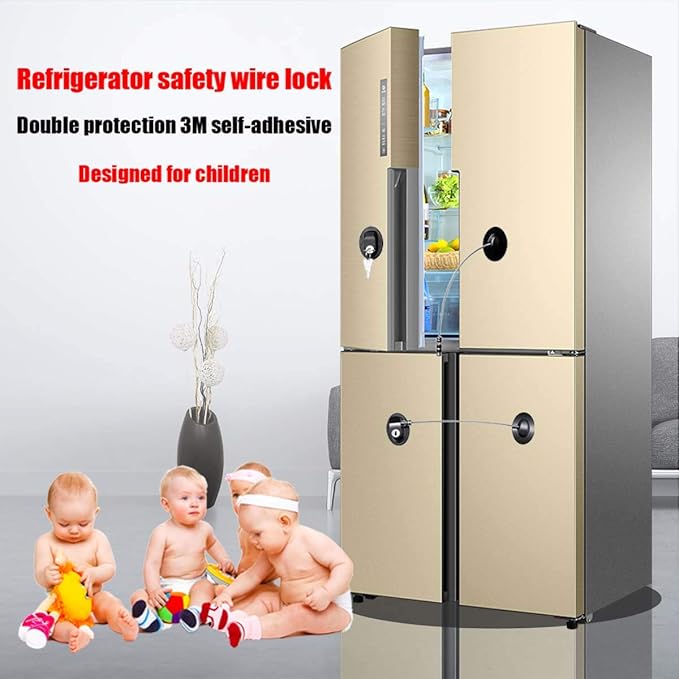 3 Pack Refrigerator Locks with 6 Keys,Child Safety Fridge Lock,Refrigerator Lock Combination,Mini Fridge,File Drawer,Toilet Seat Lock with Strong Adhesive (Black)
