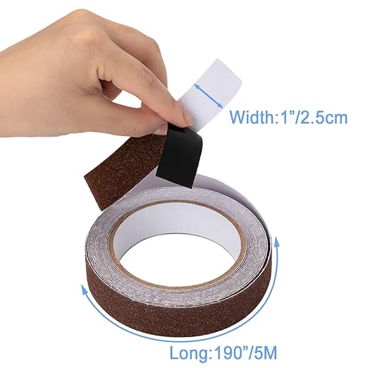 Anti Slip Tape, High Traction,Strong Grip Abrasive, Not Easy Leaving Adhesive Residue, Indoor & Outdoor (1" Width x 190" Long, Brown)