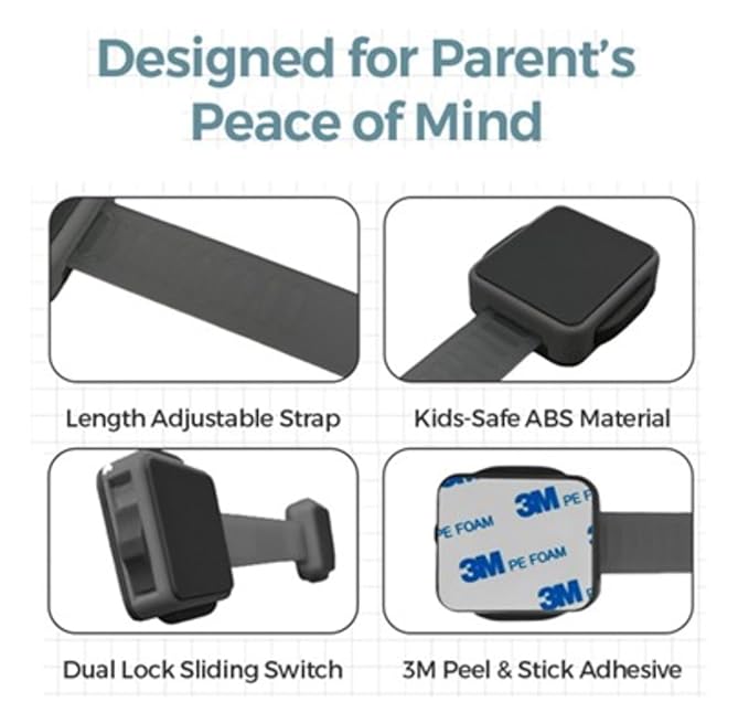 Autumn Bliss Co Cabinet Locks Baby Proofing (6-Pack Black) - Child Proof Cabinet Locks, No Drilling, Easy Installation, Adjustable & Reusable, Drawer Locks Baby Proofing