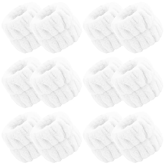 WHAVEL 6 Pairs Wrist Towels for Face Washing, Absorbent Spa Sweatbands to Prevent Liquid Spilling Down Arms