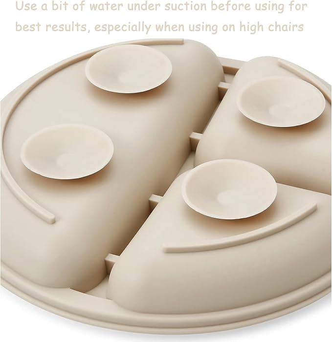 PandaEar 3 Pack Toddler Plates, Silicone Divided Suction Plate for Babies, BPA-Free 100% Food-Grade Silicone Unbreakable Baby Plate (Pink/Green/Cream)