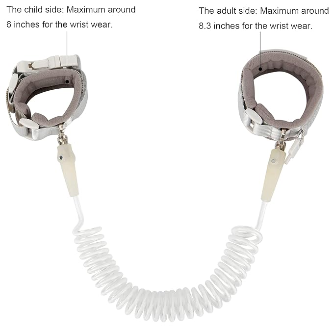 Blisstime Toddler Leash, Kid Leash Anti Lost Wrist Link with Key Lock Upgraded Baby Leash with Safety Wristband Rope for Babies Toddlers Child Kids (8.2ft/2.5m, Light Gray)