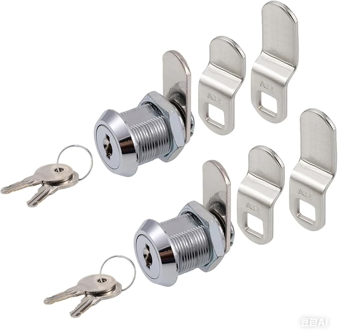 Cabinet Cam Lock, 5/8 Inch Keyed Alike Cam Locks Secure File Drawer Door Mailbox Tool Box Dresser RV Cylinder Replacement Lock Hardware, Fits on 1/2" Max Panel Thickness (2 Pack) Chrome Finish