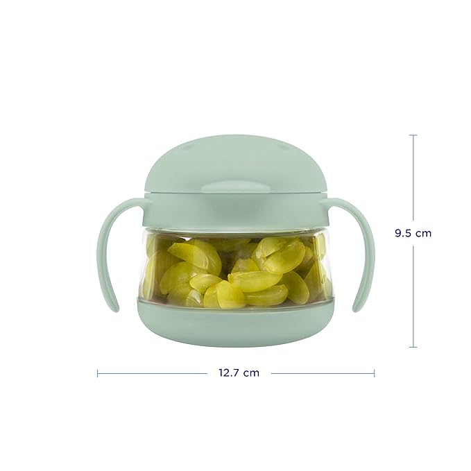 Ubbi Tweat No Spill Snack Container for Kids, BPA-Free, Toddler Snack Container, Sage & Blue