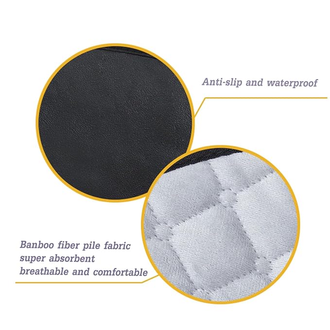 JOOLIO B&S Baby Piddle Pad Car Seat Liner,Potty Training car seat Protector with Waterproof Liner for Child Safety Car Seat Stroller and Dinner Chair,Machine Wash and Dry Rhom-Grey