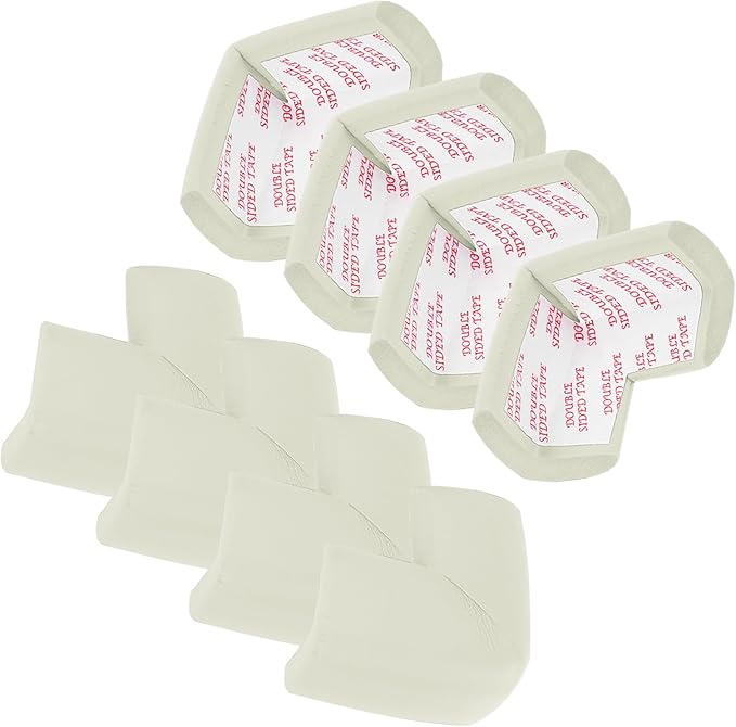 MECCANIXITY 8 Pack Soft Corner Protector, Rubber Foam Furniture Proofing Corner Guards Edge for Fireplace Table Stair, White