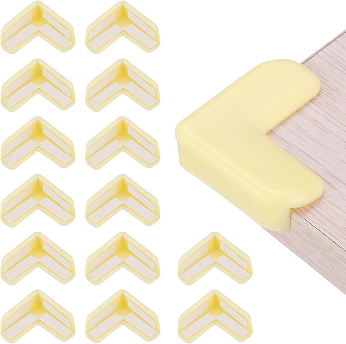 uxcell Corner Protectors, 16 Pcs Table Corner Protectors, Furniture Corner Guard and Edges Safety Bumpers for Table Edges and Sharp Corners (L-shaped, Yellow)