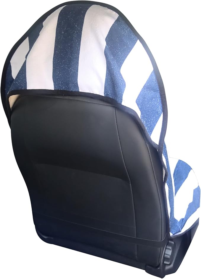 LoyaGour Car Seat Cover Protector Front Seats,for Gym Workout,Running,Swimming,Beach and Hiking,Waterproof Sweat Towel Bucket Seat Covers for Cars SUV Trucks (Blue Stripe, 1Pcs)