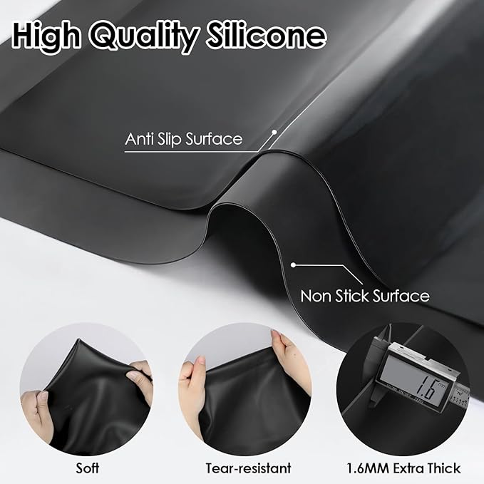 Extra Large Silicone Mat for Kitchen Counter 36" x 24" Silicone Table Mat for Resin Workbench Mat Heat Resistant Mat Coffee Bar Mat, Black