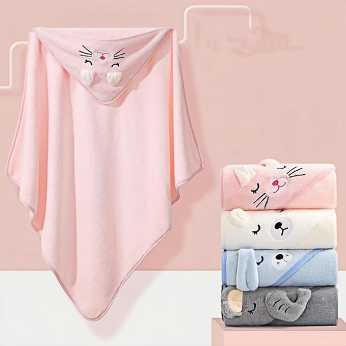 2 Pcs Baby Hooded Towels,31 x 31 in Baby Washcloths, Infant Super Soft Baby Bath Towels with Hood for Toddlers1-3,Highly Absorbent Viscose Hooded Towel for Boys, Girls, Newborn Essentials