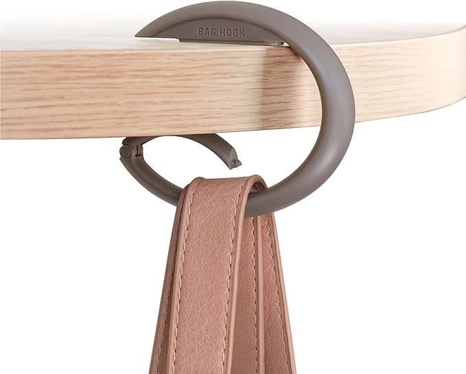 Bobino | Bag Hook | Purse Hanger | Backpack Holder | Luggage Strap | Anti Theft | 3.5 inch x 4 inch | Slate Grey
