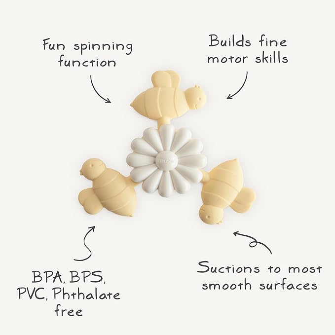 mushie Bee Suction Spinner Toy | Toddler Sensory Toys for Bath & Play