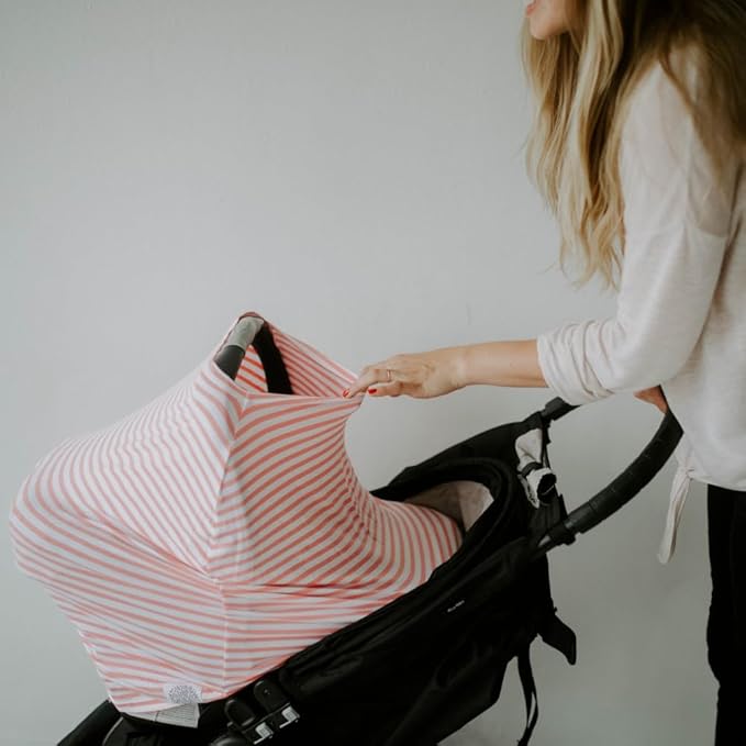 Parker Baby 4 in 1 Car Seat Cover for Girls and Boys - Stretchy Carseat Canopy, Nursing Cover, Grocery Cart Cover, High Chair Cover - "Butterfly"