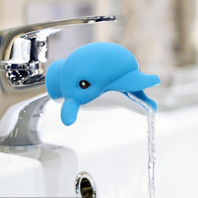 Ipetboom Kids Faucet Extender Cartoon Sink Spout Guide Baby Hand Washing Tool Portable Vinyl Design 4.13X3.34X2.55 Inches Safe Toddler Bath Accessory