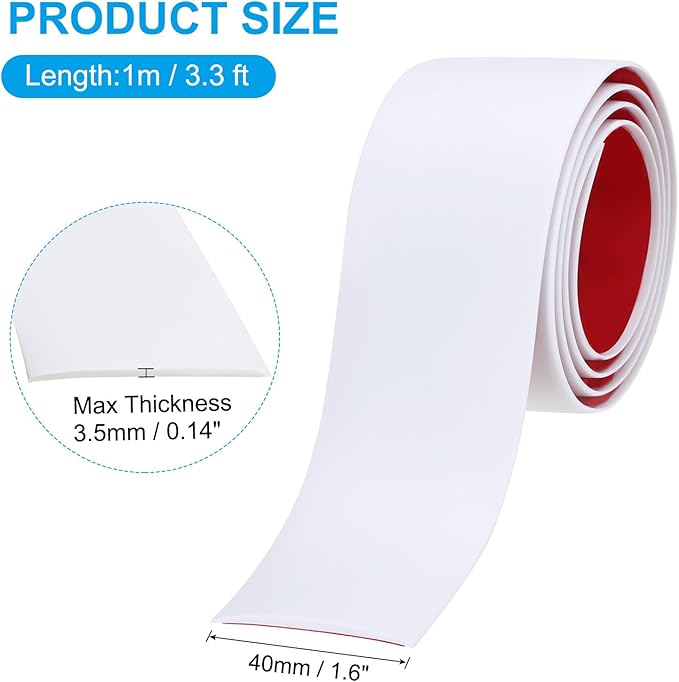 PATIKIL Self Adhesive Floor Transition Strip 1.6 in x 3.3 Ft, Vinyl Laminate Floor Flat Divider for Joining Floor Gaps Doorways Carpet Cover Floor Tiles White