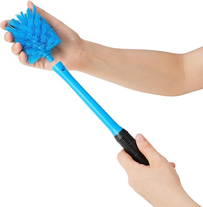 MOSOLAN 2-in-1 Water Bottle Brush and Straw Cleaner Brush, Long Handle Scrub Brush with Replaceable Head for Water Bottles, Glasswares, Mugs, Flasks, Tumblers and Kitchen Sink, Breezy Blue, 1 Pack