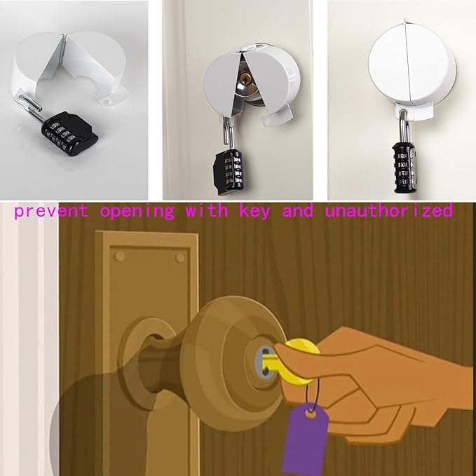 Door Handle Lock, Door Knob Lock Out Device,Cover to Disable The Doorknob/Faucet/Valve, Prevents Turning of Door Knob and Access to Keyhole, Prevents Operating The Knob (Password Hanging Lock)