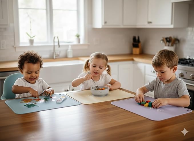 Lavender - Premium Silicone Placemat for Toddlers - Non-Slip, Easy Clean Design, Kids Placemats for Dinning Table, Portable, Perfect Mess-Free Mealtime & Playtime