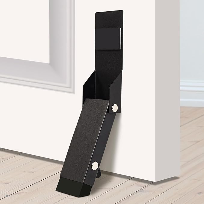 No Drilling Door Stopper Hold Door Open, Self Adhesive Door Stop, Door Stoppers for Bottom of Door, Kickdown Door Stop, Heavy Duty Door Wedge Catch, Easy Installation
