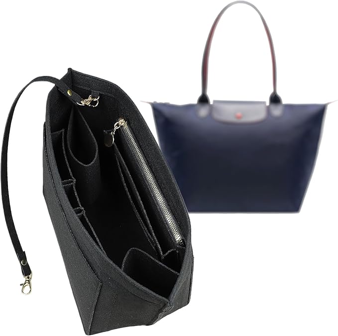 Lckaey Felt Organizer Insert for Longchamp Le Pliage Handbag Women Purse organizer 1012-30aterrimus-M