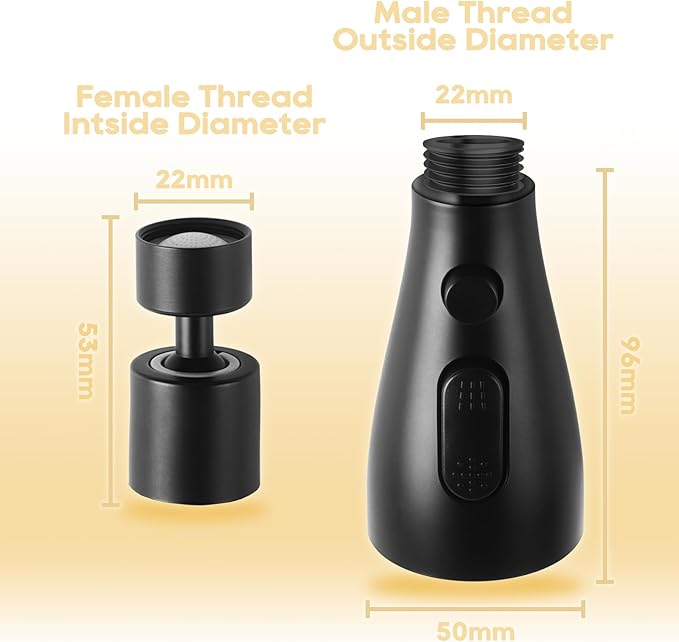 Longing Home 3 Function Sink Faucet Extender, Kitchen Faucet Sprayer Head Replacement, Kitchen Swivel Spray Spout Part Connector,Faucet Sprayer Nozzle, Rotating Robotic Arm Faucet Extension- Black