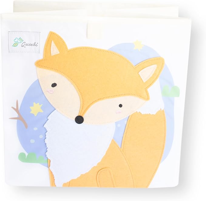 Queebi Fox Storage Cube- Organizer for Nursery, Playroom, Bedroom, Closet. Foldable Box 13x13x13 inches. Children's Toy Box, Diaper Caddy, Clothing Basket, Book Bin, Baby Essentials & Kids Gift