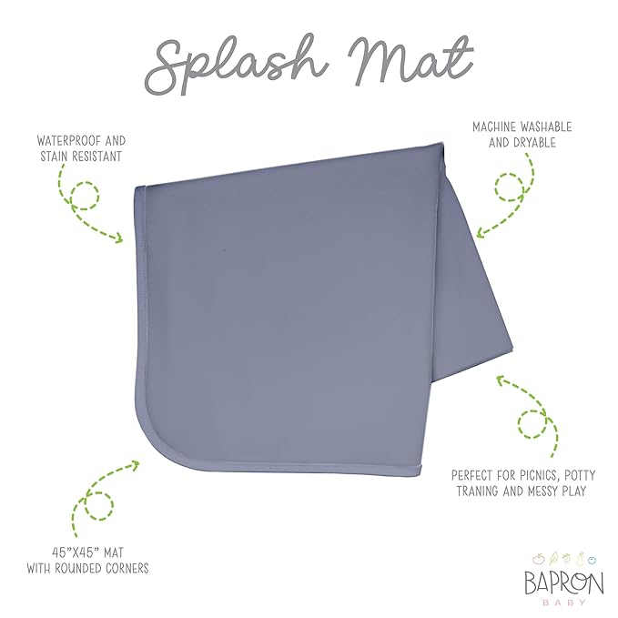 BapronBaby Minimalist Slate Splash Mat - Waterproof Catch-All for Under High Chairs, Floors, Tables, Playtime or Arts & Crafts - Machine Washable - 45" x 45”