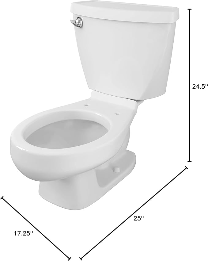 American Standard 2315228.020 Baby Devoro FloWise Two-Piece Less Seat Toilet, 10-Inch Height, Elongated Front, 1.28 GPF, White