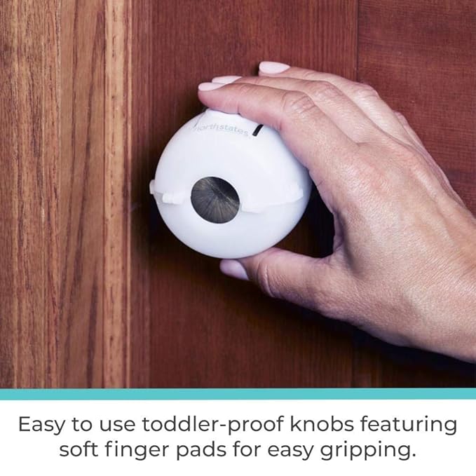 Toddleroo by North States - Door Knob Covers for Baby Proofing: Child Proof Door Knob Safety Cover for Kids - White 2 Count (Pack of 6)