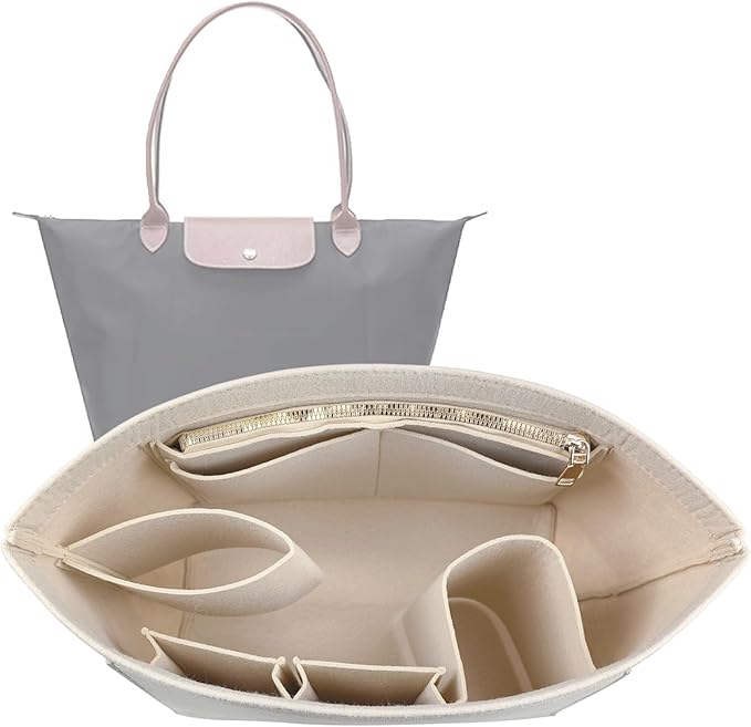 Lckaey Purse Organizer Insert for Longchamp Le Pliage Neo Handbags Insert Organizer 1012BEIGE-S