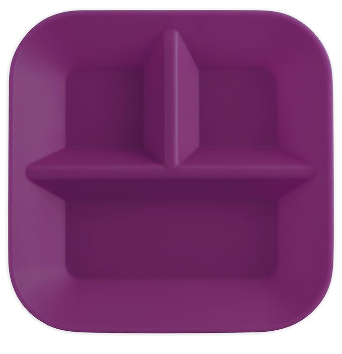 | 100% Silicone Plates for Babies & Kids | MADE IN THE USA | BPA, BPS, Lead, Cadmium, PVC, & Phthalate Free | Children's Divided Placemat Set | Plum, 2 pack