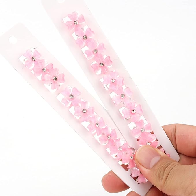 YISSION 20Pcs Mini Pink Flower Hair Clips with Rhinestone Cute Hair Pins Decorative Hair Clips Wedding Hair Barrettes Bridal Hair Accessories for Girls Women