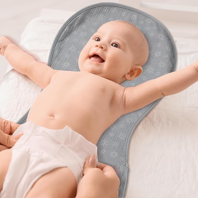 Hahafelt 3 Pcs Changing Pad Liners Fits in Peanut Shape Changing Pad Waterproof Diaper Mats Organic Cotton Peanut Mats are Warm on Baby's Back, Washable Reusable (Starry Style,Multicolor)
