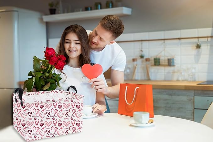 Essme Rectangular Valentine's Day Baskets Girls Storage Box,Heart Storage Bins Organizer with Handles for Girls Room Decor,Gift Basket,Shelf Basket,(Love you)