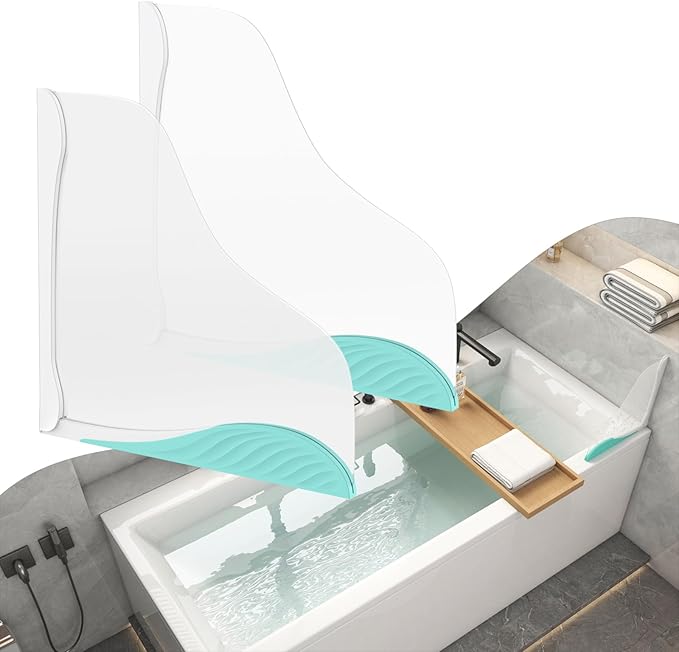 Shower Splash Guard, Splash Guard for Bathtub, Shower Water Guard with Adjustable Silicone Base, Large Water Barrier, Frosted Acrylic & Silicone Base, for Tub, Sinks, Washbasin –11in×11in