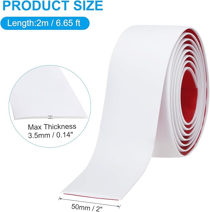 PATIKIL Vinyl Laminate Floor Flat Divider, White, 2 in x 6.6 Ft, Self-Adhesive, Waterproof, Scratch-Resistant