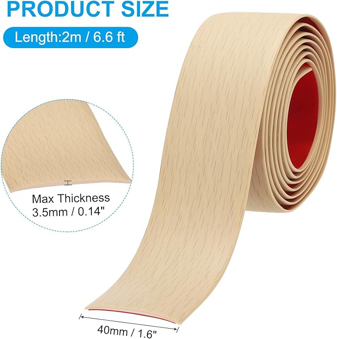 PATIKIL Self Adhesive Floor Transition Strip 1.6 in x 6.6 Ft, Vinyl Laminate Floor Flat Divider for Joining Floor Gaps Doorways Carpet Cover Floor Tiles Maple Wood Grain