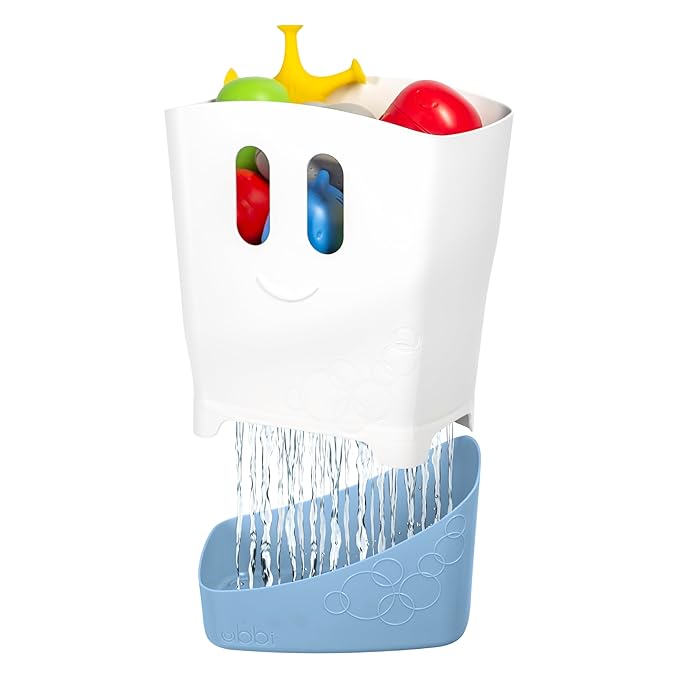 Ubbi Stand Up Bath Toy Storage Organizer, Bath Caddy with Removable Drying Rack Bin for Toddlers and Baby, Cloudy Blue