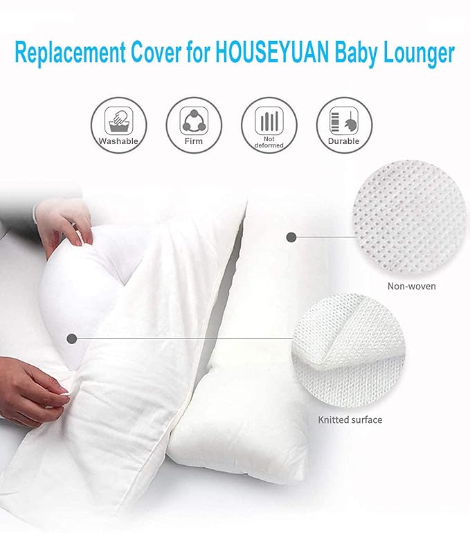 HOUSEYUAN Infant Baby Lounger Replaceable Cover co-Sleeping Newborn Baby Nest Backup Cover Breathable Machine Washable (Off White)