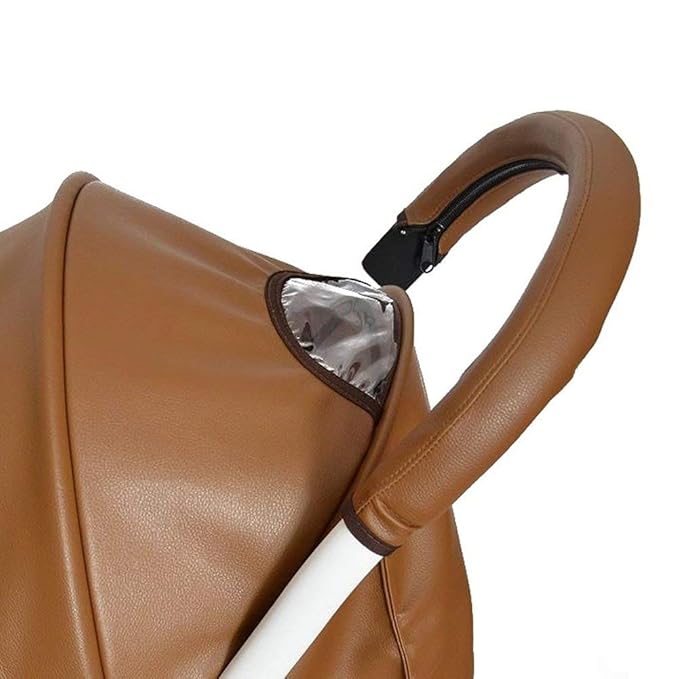 MINILUJIA Baby Stroller Armrest Bumper Handlebar Sleeve Cover Universal Handle Cover DustProof Protect PU Leather Case with Removable Zipper Brown