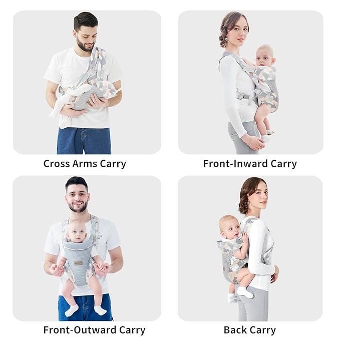 Ocanoiy Baby Wraps Carrier, Ergonomic Baby Carrier Newborn to Toddler, Cozy Baby Front and Back Carrier for 7-45lbs (Camouflage)