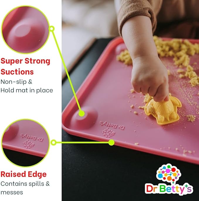 Generic Dr. Betty’s - Educational Learning Silicone Placemat / Play Mat with Super Suction and Raised Edges for Babies + Toddlers + Kids | Non-Slip, Dishwasher Safe, Food Grade (Colors, Gray)