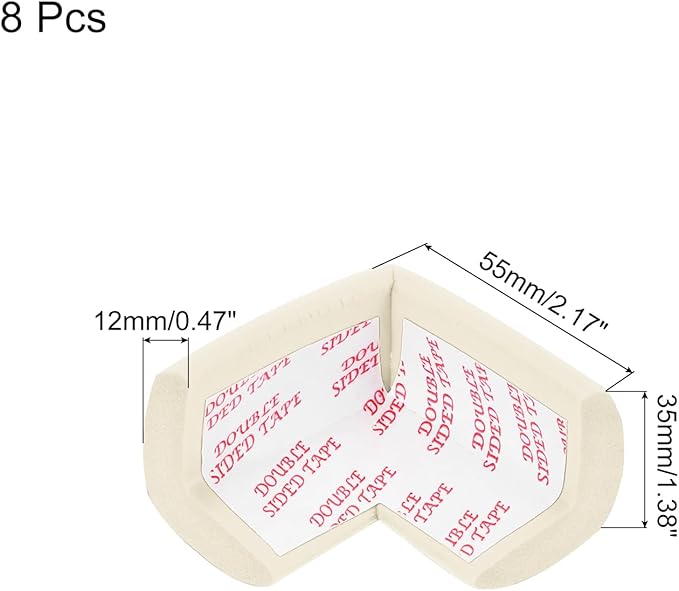 MECCANIXITY 8 Pack Soft Corner Protector, Rubber Foam Furniture Proofing Corner Guards Edge for Fireplace Table Stair, Light Beige