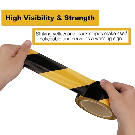 Hazard Warning Safety Stripe Tape Caution Tape Roll Waterproof Anti Slip Non-Abrasive Self-Adhesive Floor Marking Tape (2”x 36 Yards, Yellow-Black, 4)